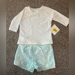 Starting Out White Top and Floral Shorts Set